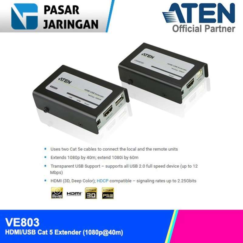 Promo Aten Ve803 Hdmi Usb Cat 5 Extender 1080P 40M Diskon 23 di