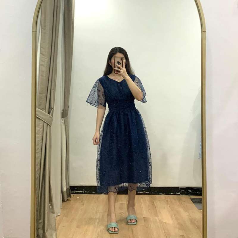 Promo Dress pesta wanita cantik Flora dress ukuran M L XL dan