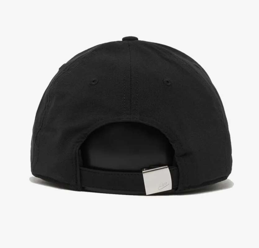 Promo Nike Dri-fit Club Metal Logo Txt Cap Black Fb5371-010 Topi