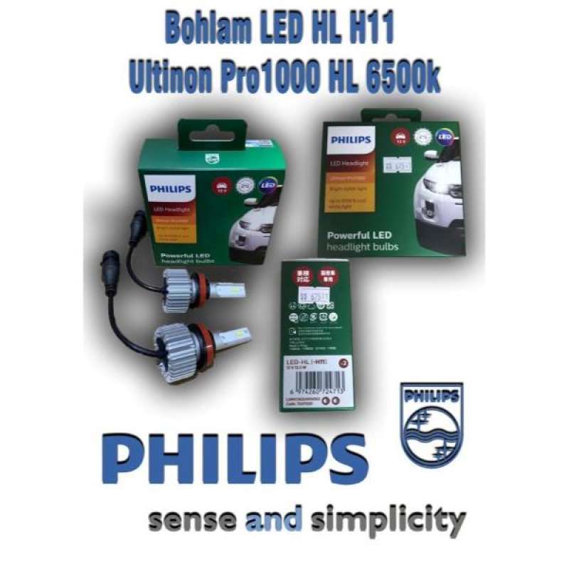 Philips Ultinon Pro3021 LED Car Headlight Bulb (H7), cool white light of  6.000K, set of 2