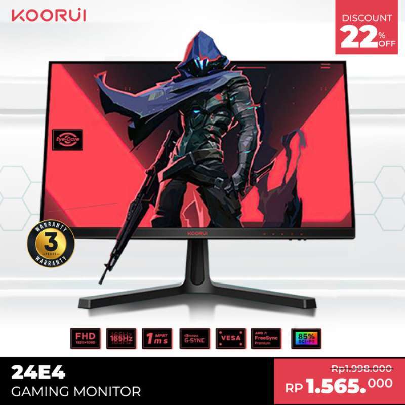 Promo Koorui 24E4 Inch Gaming Monitor Fhd 1920*1080 Computer Monitor 165Hz  Terbaru