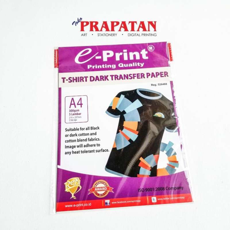 Jual E-print T-shirt Dark Transfer Paper A4 300gsm Di Seller Toko