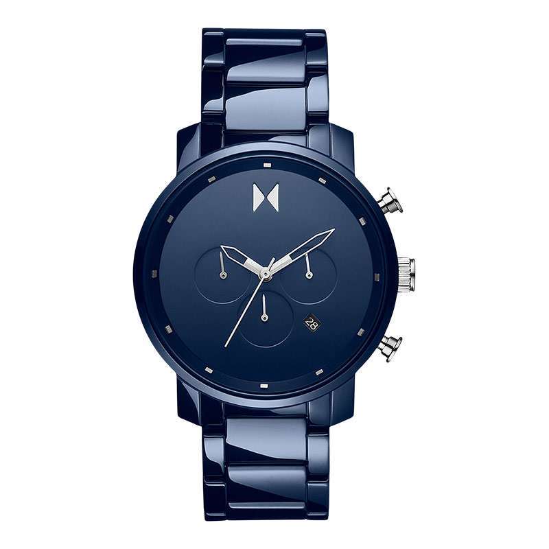 Jam Tangan Pria MVMT Chrono Ceramic 28000204 D Midnight Blue Dial Blue Ceramic Strap