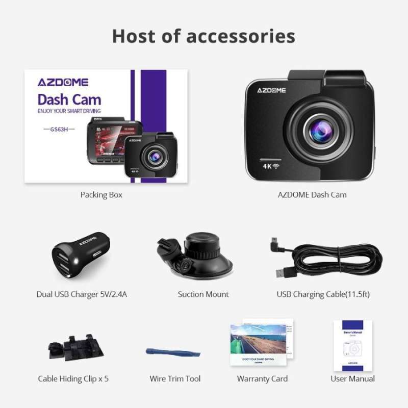 AZDOME GS63H 4K Ultra HD Dash Camera WiFi GPS Parking Monitor DashCam