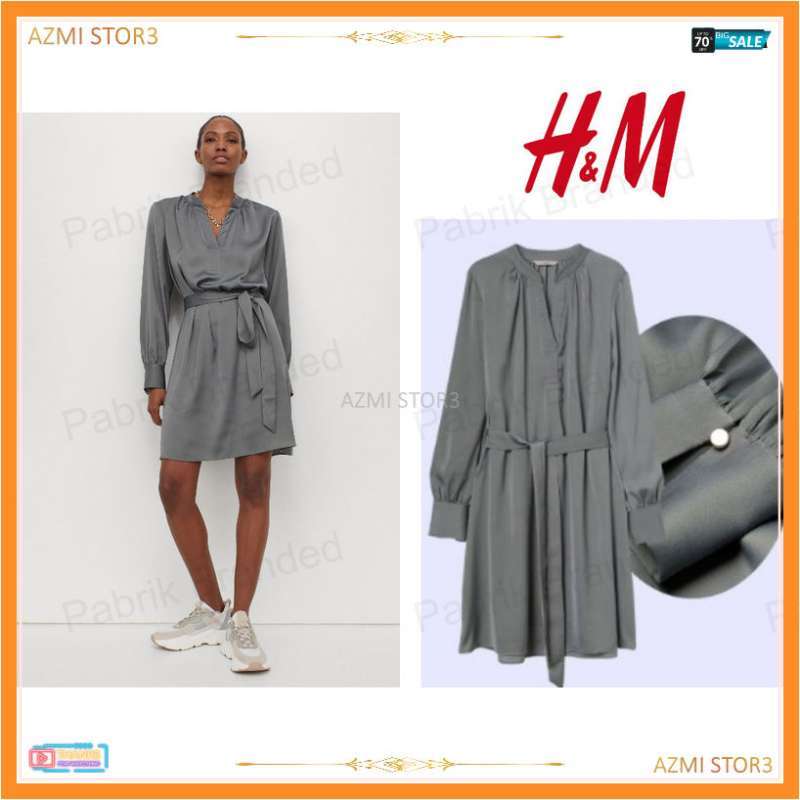 Pabrik Branded Hnm Dress New Arrival Gaun Wanita Dewasa Tanpa Belt