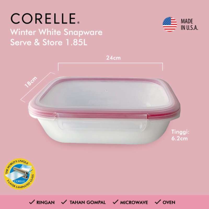 Promo Corelle Snapware Winter White Serve Store 1.85L Diskon 23