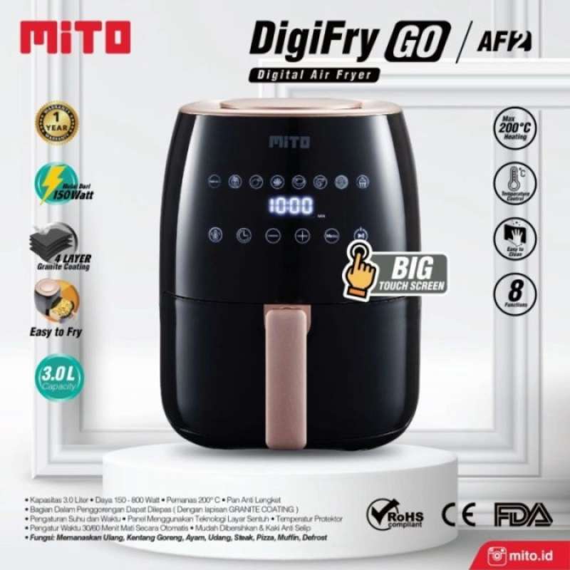 Promo MITO DIGIFRY GO AIRFRYER AF2 AIR FRYER LOW WATT Diskon 23