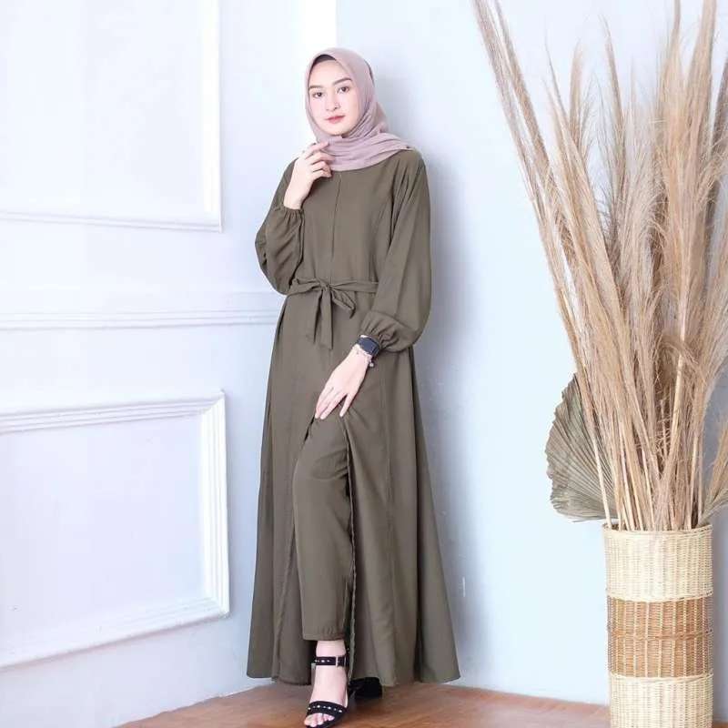 Jual Pakaian Wanita Dress celana Viral Novia Set One Set Baju Setelan Wanita Premium Polos Crinkle Air M L Xl xxl Set 2 In 1 Army L Di Seller Ravinar