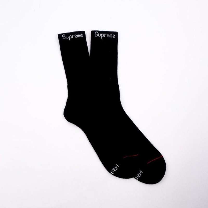 Jual Supreme Hanes Socks Black 100 Authentic di Seller