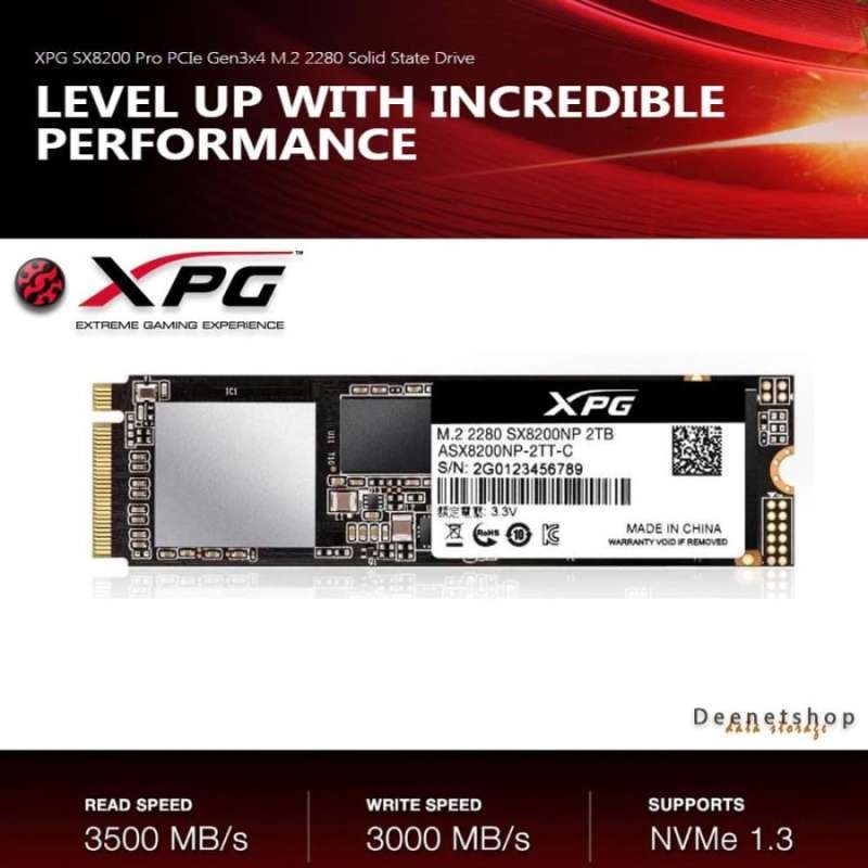 Jual SSD ADATA XPG SX8200 PRO 2TB PCIe Gen3x4 M.2 2280 NVMe 3D