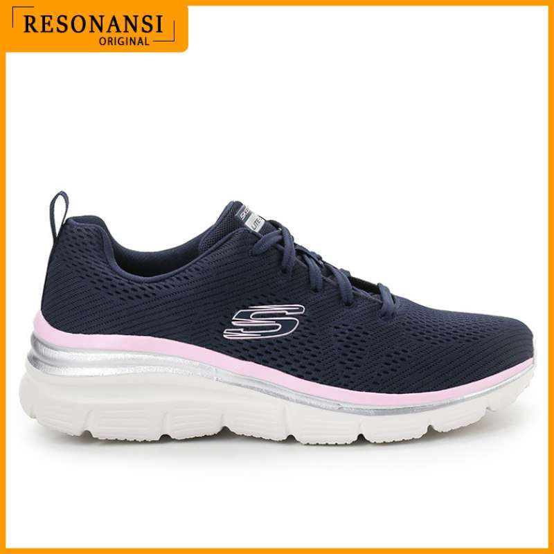 SEPATU WANITA TERBARU SKECHERS ORIGINAL FASHION FIT NAVY EMPUK RINGAN