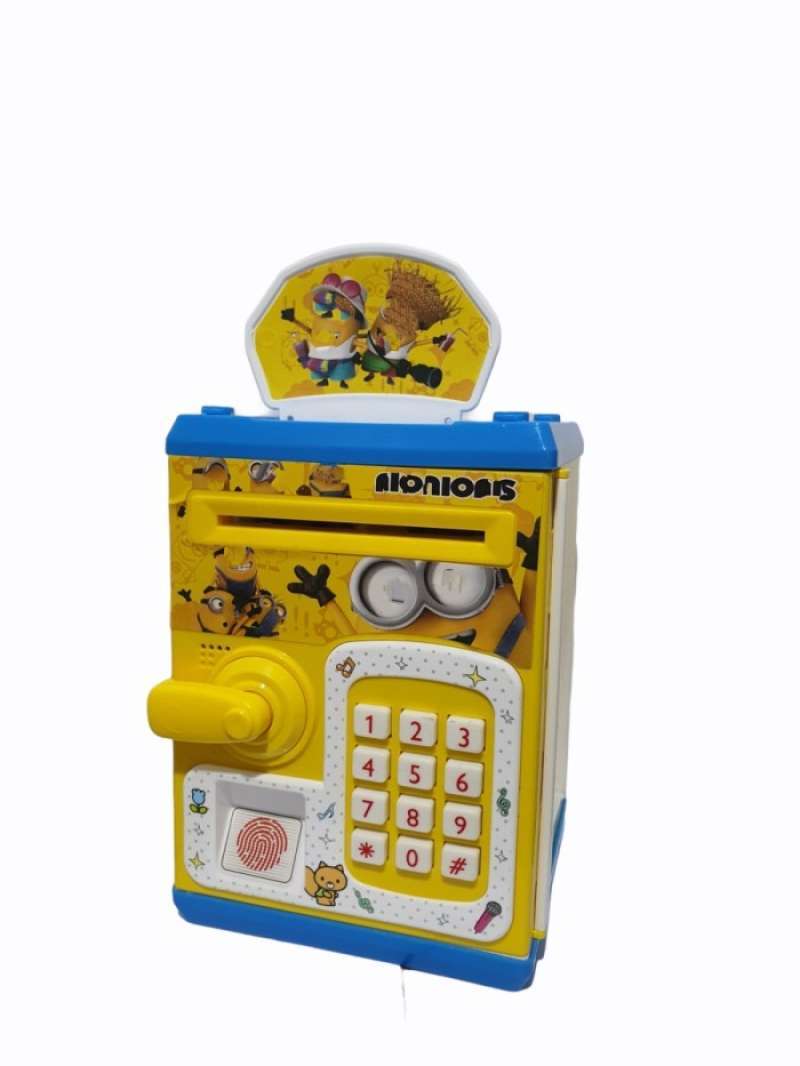 mainan atm edukasi tabungan brankas password fingerprint minion