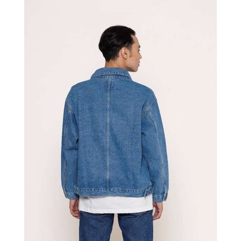 Promo Erigo Denim Jacket Basic Naguni Light Blue Unisex M Diskon