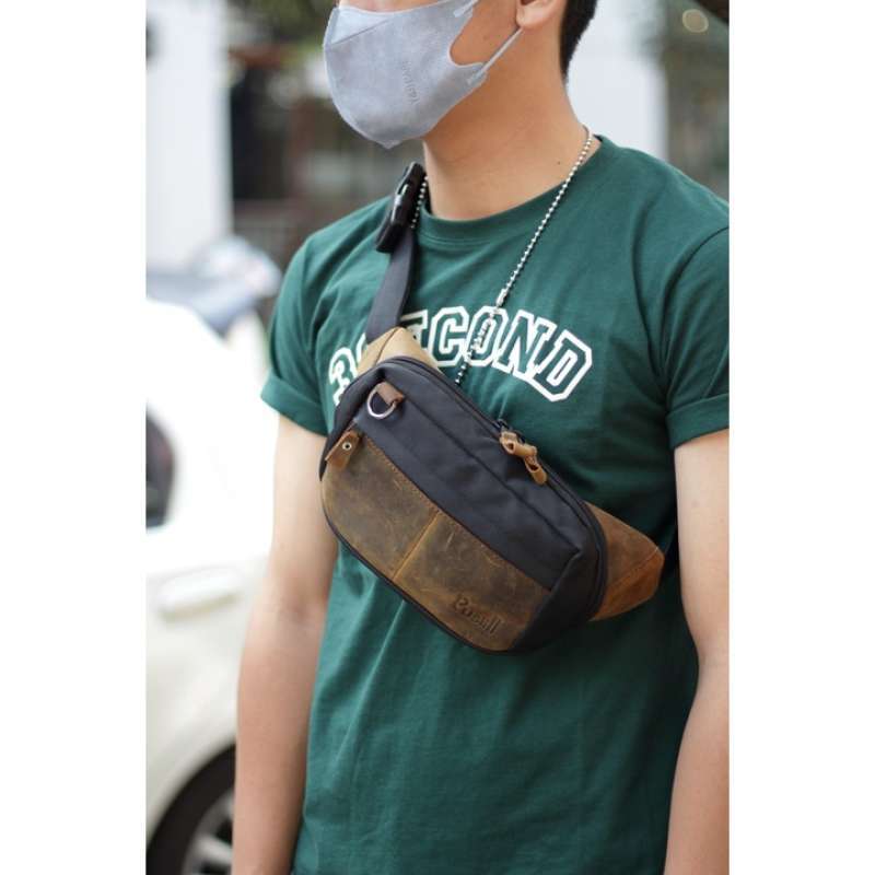 Jual Waistbag Pusiill A02/waistbag Kombinasi Kulit Sapi Asli+
