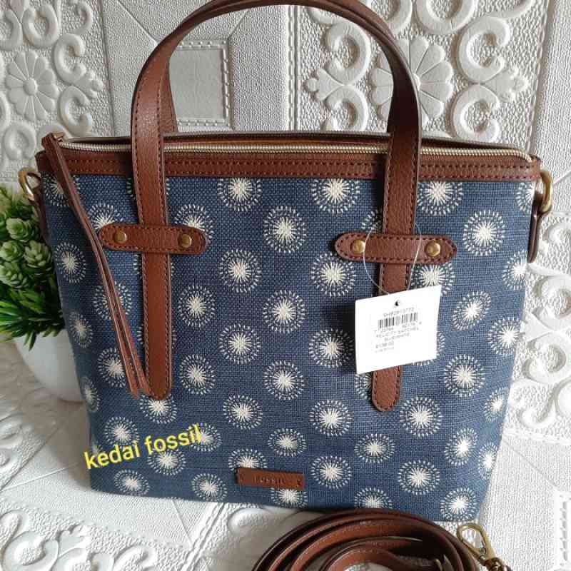 Jual Tas fossil felicity satchel blue white di Seller Supermart