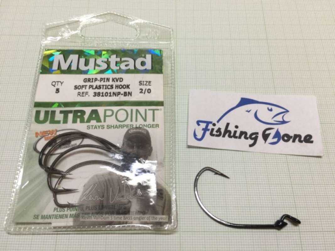 Jual Mustad KVD GRIP-PIN Soft Plastics Hook Size 2/0 - Qty 5 pcs