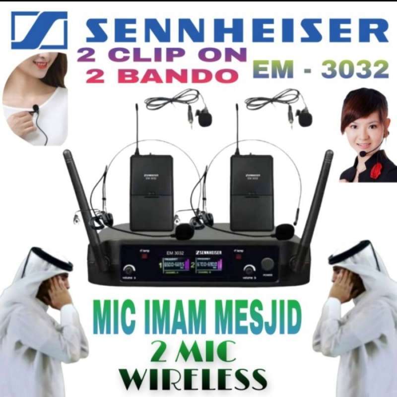 Promo Terbatas Mic Wireless Sennheiser Imam Clip On Headset 2Pcs Em 3032 Suara Bagus