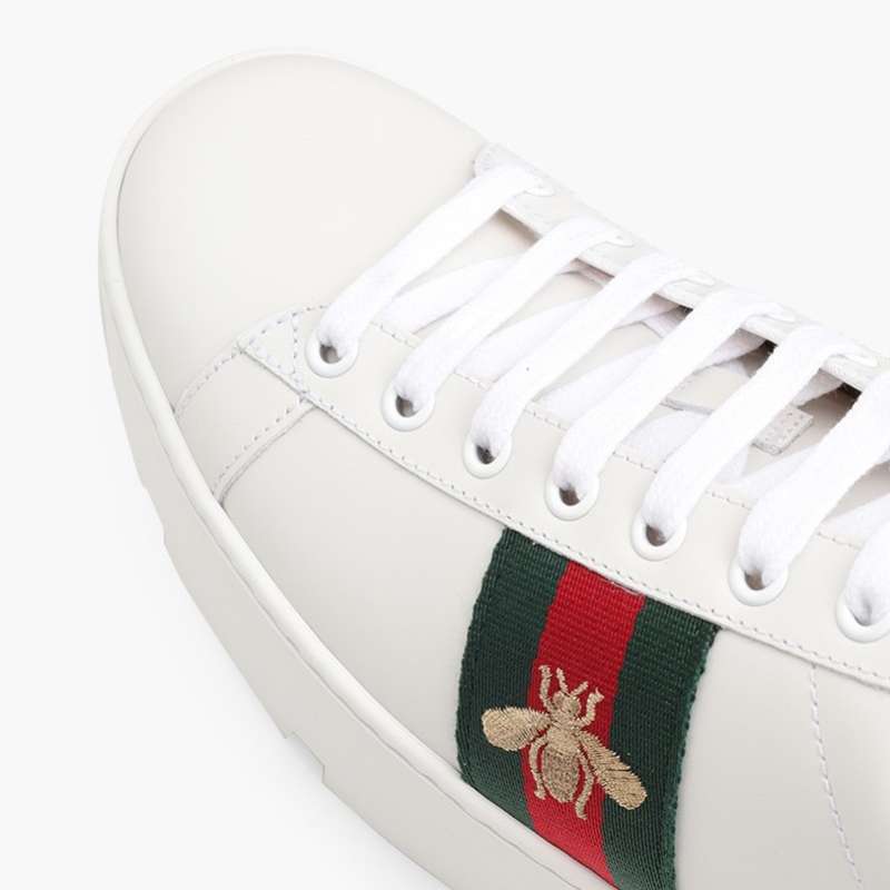 Jual Gucci Women Ace Platform Sneakers 45mm In White With Bee Di