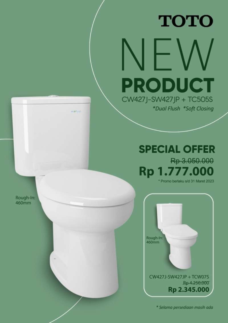 Jual Toto Closet Duduk Cw427j Sw427jp White With Tc505s