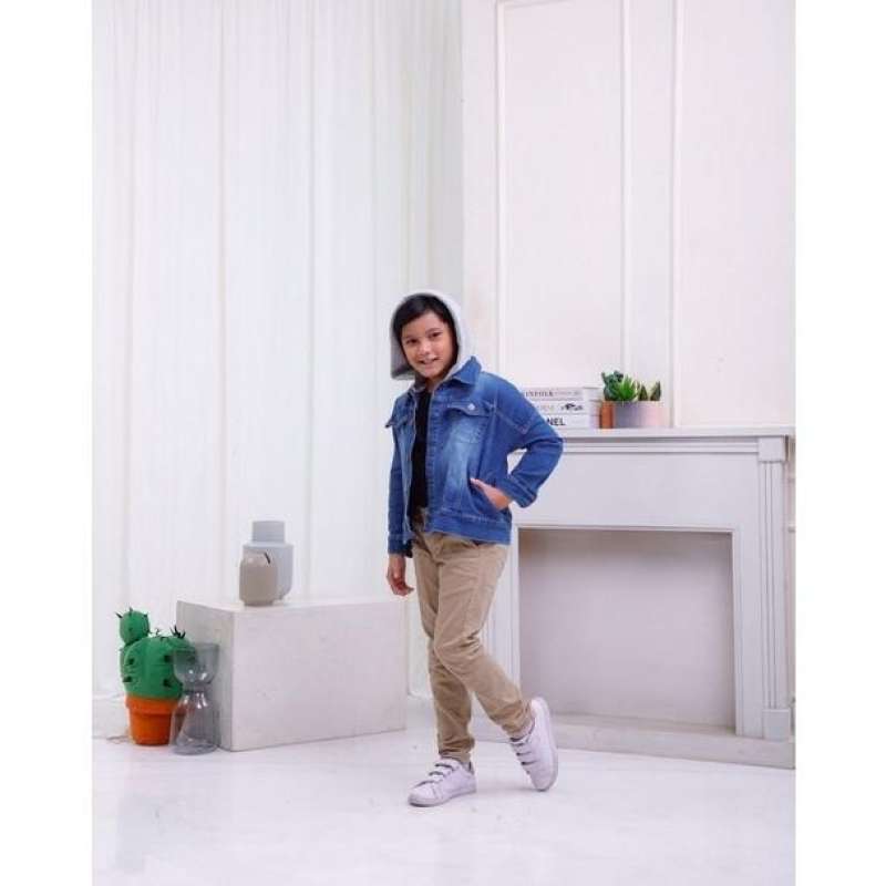 Jaket denim hoodie top