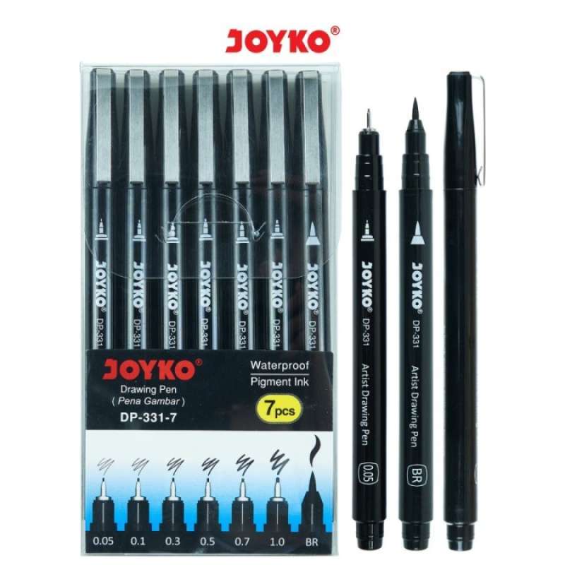 Drawing Pen Pena Gambar Joyko Dp-331-7 Set Pcs Waterproof
