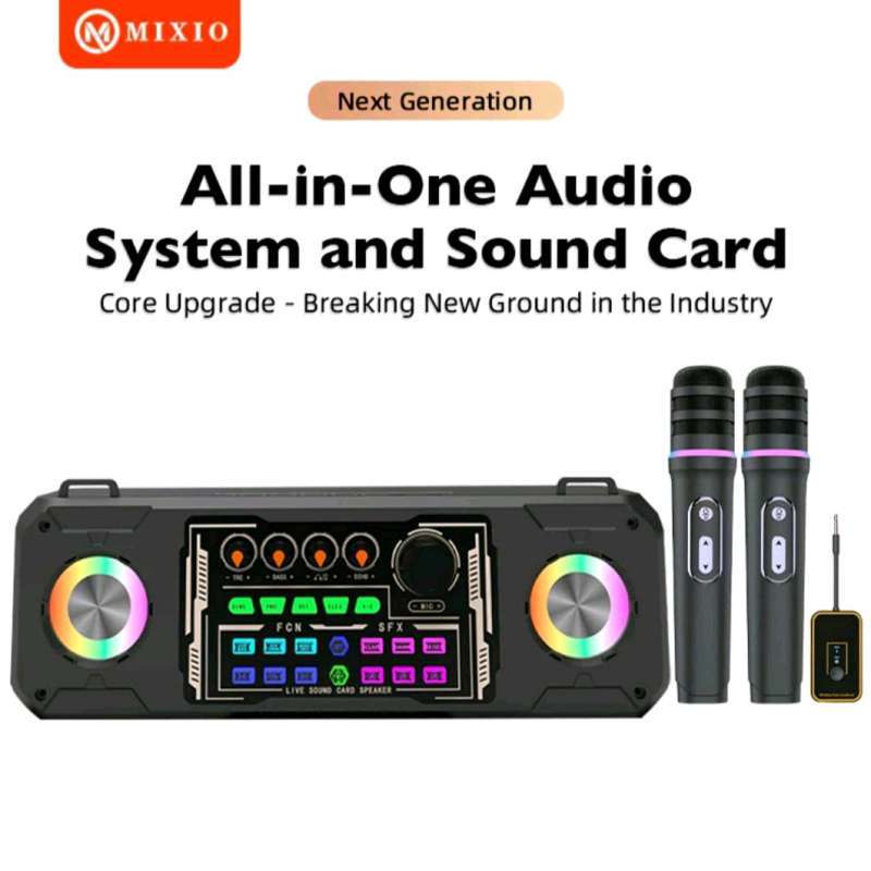 MIXIO YS-301 Bluetooth Speaker with Dual Wireless Microphones and Fun Voice-Changers, Ideal for Karaoke Lovers and Outdoor Music Streaming in Compact Size