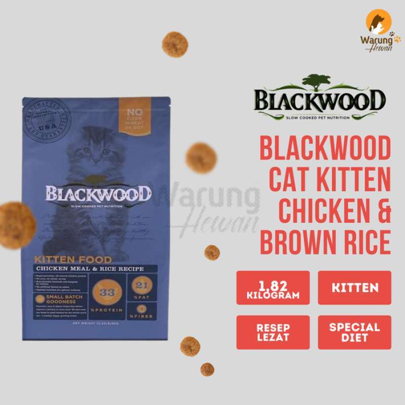 Promo Blackwood Kitten Rasa Chicken dan Brown Rice 1.8 Kg Diskon