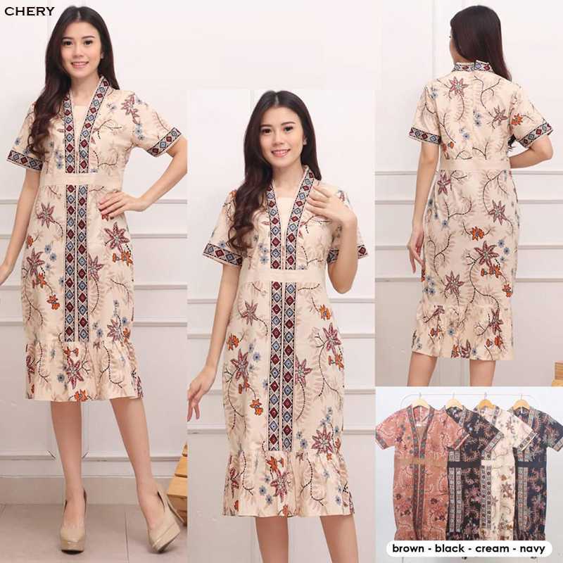 Promo Terbatas Chery Dress Batik Modern Wanita Gaun Terusan Jumbo