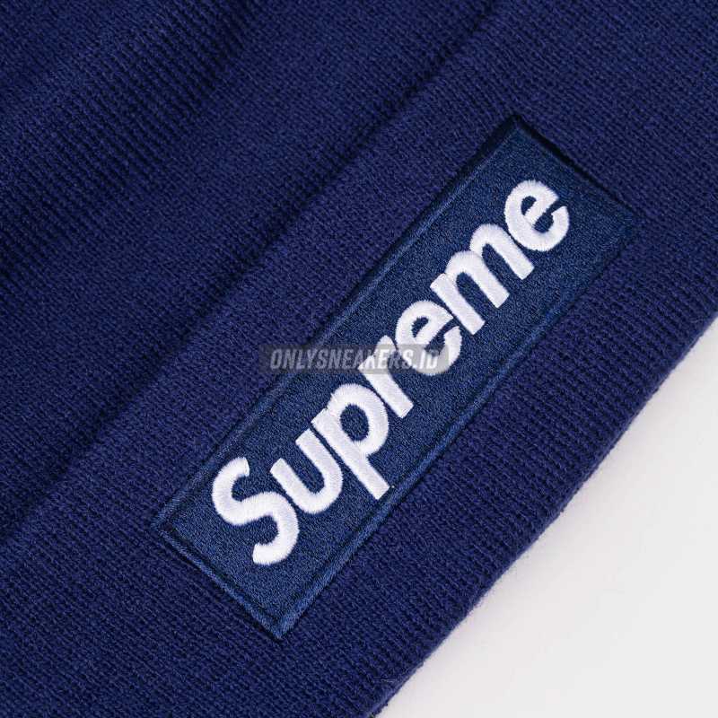 Jual Supreme New Era Box Logo Beanie Washed Navy (100