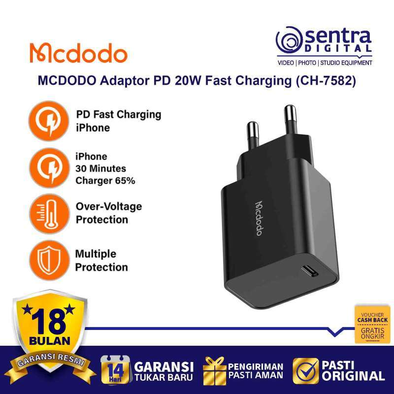 MCDODO Adaptor PD 20W Fast Charging Type C Black CH-7582