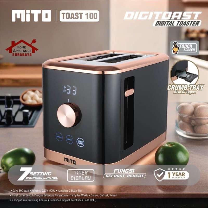 MITO Digital Toaster Electric Pemanggang Roti Listrik TOAST 100