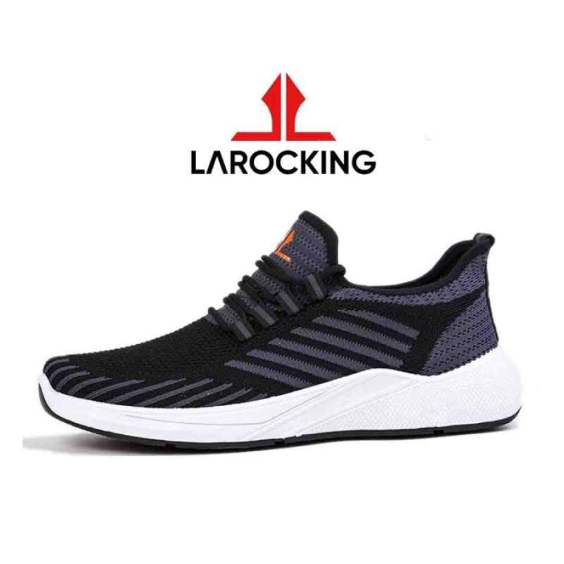 Promo Larocking Axton Hitam Abu Sepatu Sneakers Running Gym