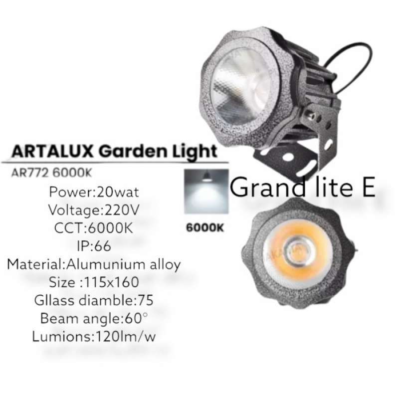 ARTALUX lampu taman AR772 220V 3000K IP65 20watt warm white white