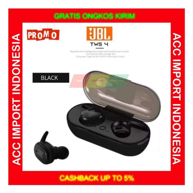 Jual HEADSET EARPHONE AIRPODS JBL TWS 4 BLUETOOTH 5.0 WIRELESS