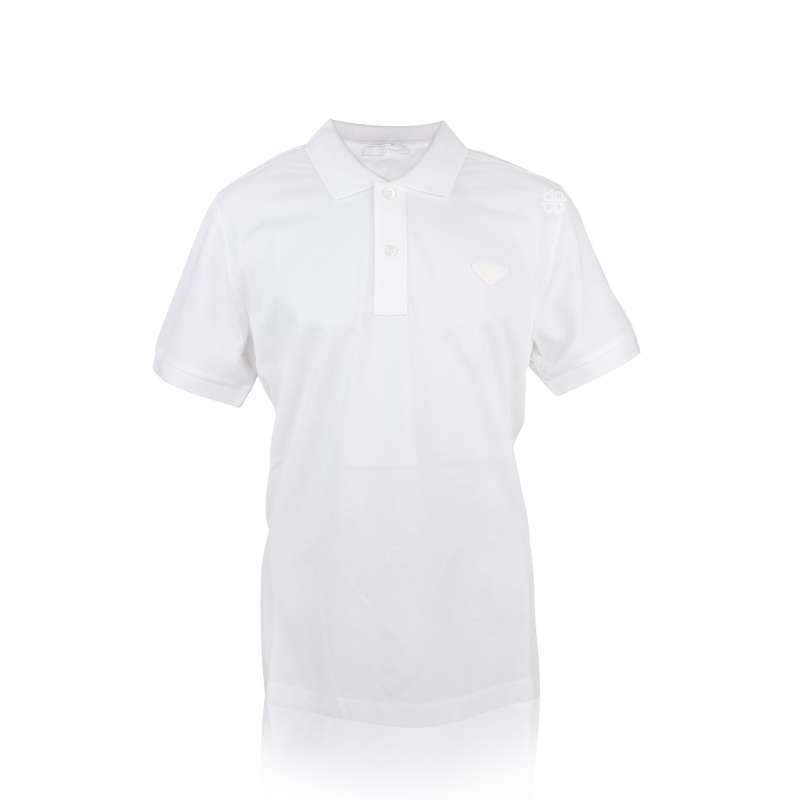 Prada White Polo W Logo Men's T Shirt