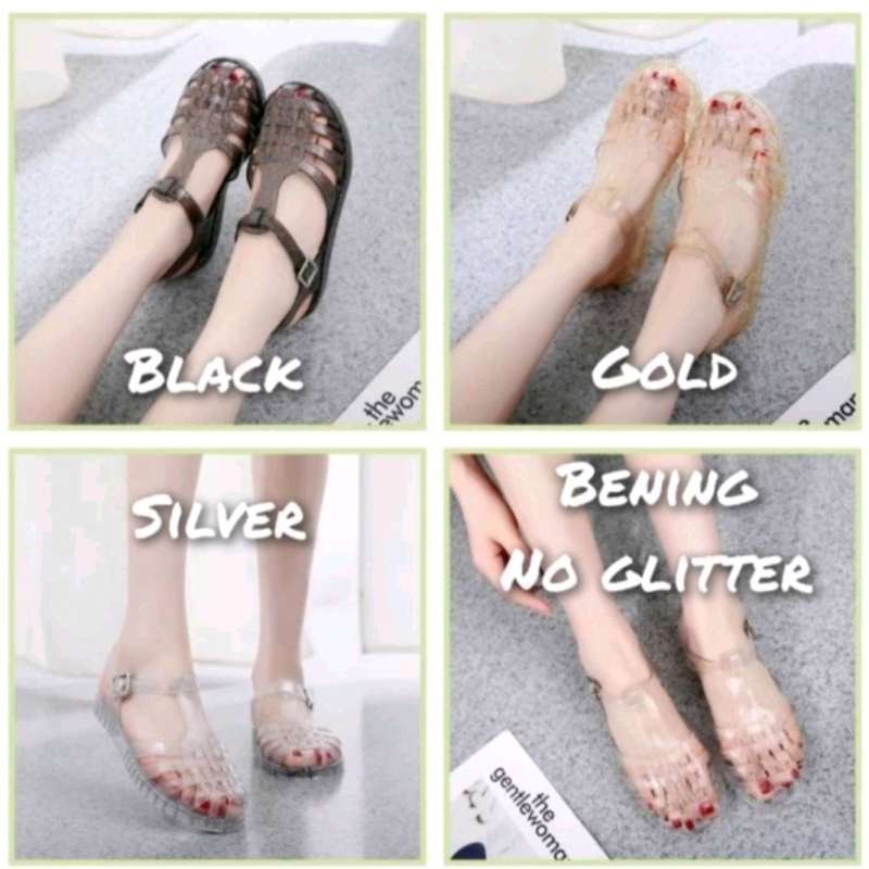 No BRAND Possession Glitter Jelly Shoes Sepatu Sandal Karet Anti-slip