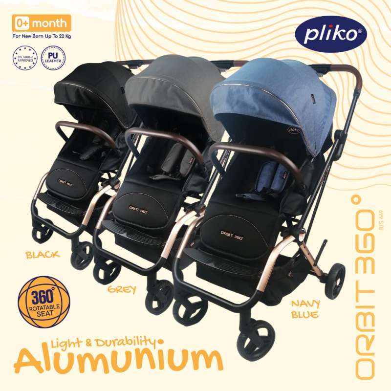 Jual STROLLER ANAK MURAH NEW PLIKO 669 ORBIT 360 BLACK di Seller