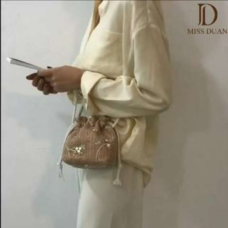 MISS DUAN Tas selempang rajut tas serut slingbag mini korean bag tas rajut mini tas nilon