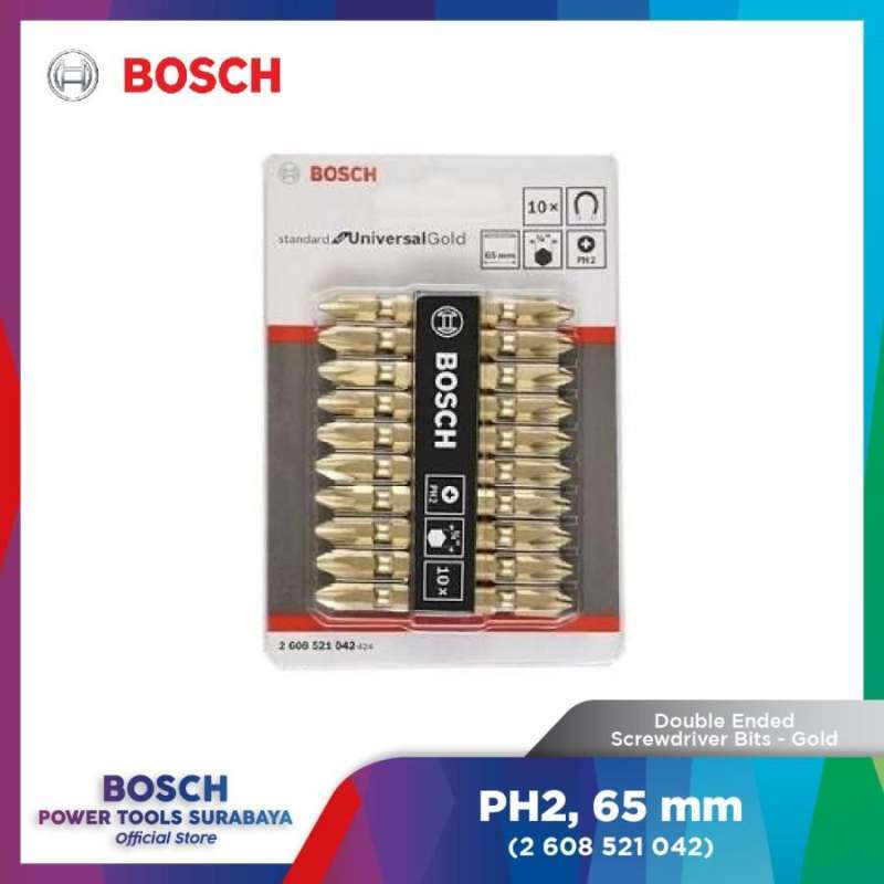 Mata Obeng Bosch 65mm PH2 Gold Double Ended Screwdriver Bits Pack