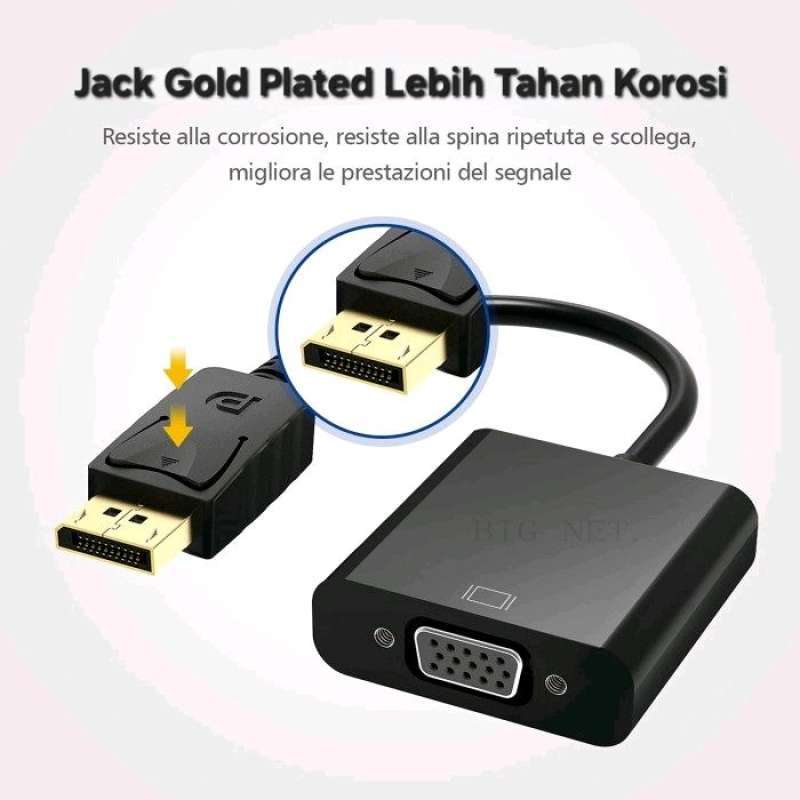 Kabel Converter DP Display Port to VGA cable displayport dp to vga gold  plated jack premium quality adapter