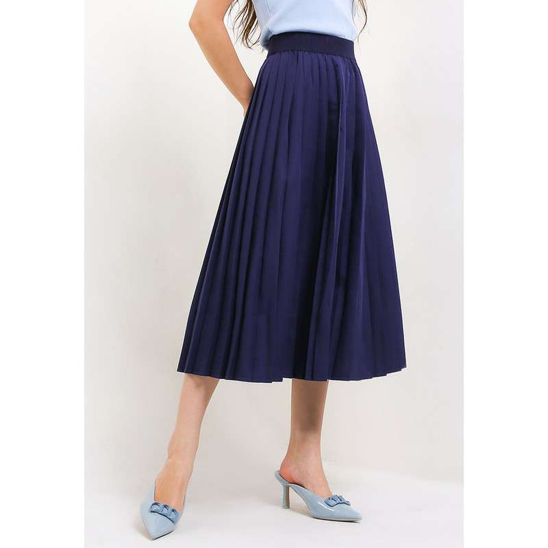 Promo Hush Puppies Bita Pleated Skirt Wanita 01 M Navy Diskon 50