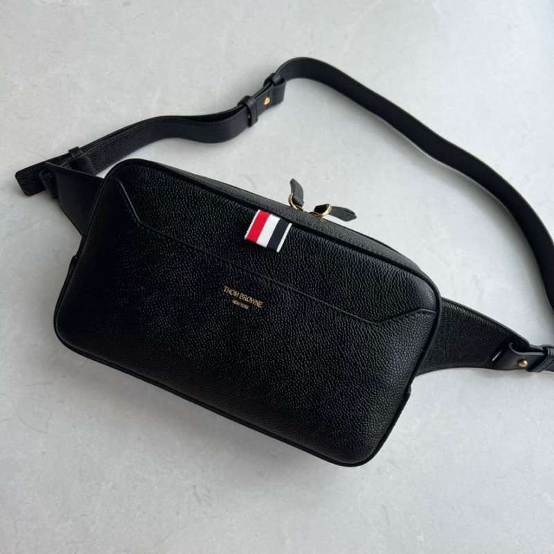美品 Thom Browne Pebbled Leather Belt Bag Jual Thom Browne Pebble Grain Belt Bag In Black Di Seller