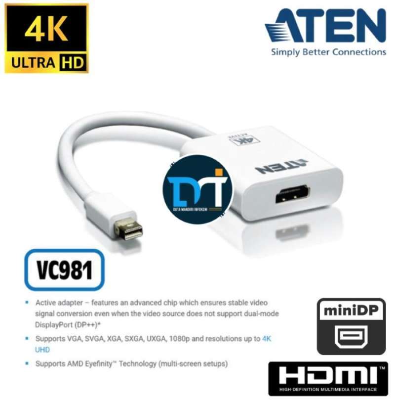 4K Mini DisplayPort to HDMI Active Adapter - VC981, ATEN Video
