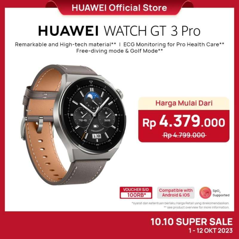 Promo HUAWEI WATCH GT 3 Pro 46mm ECG Pro Health Care Diskon 33