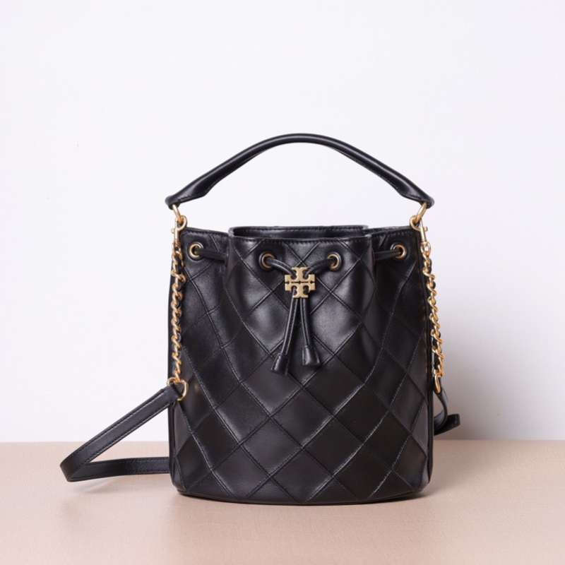 Tory Burch Large Fleming Soft Bucket Bag- Black