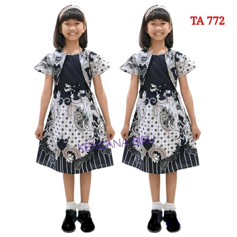 772 gaun dress batik modern anak perempuan