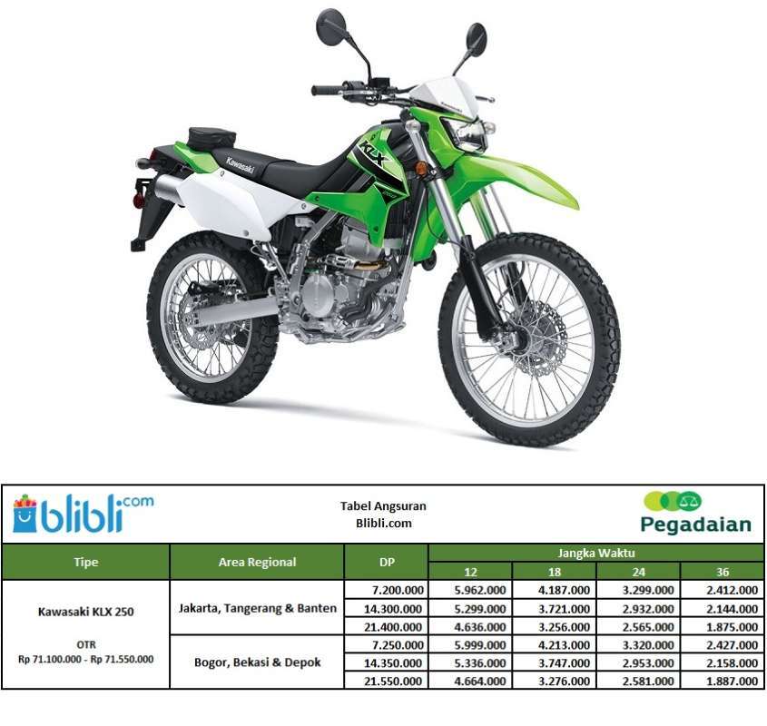 Jual Pegadaian DP Kawasaki KLX 250 Sepeda Motor OTR
