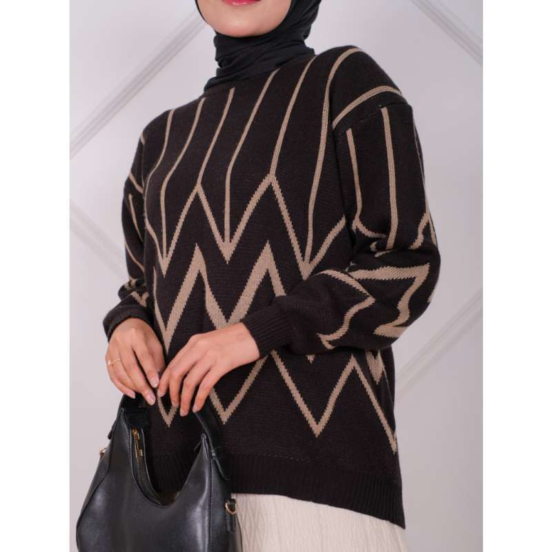 Jual Sweater Wanita Zigi Zaga Sweater Knitwear Sweatshirt Wanita