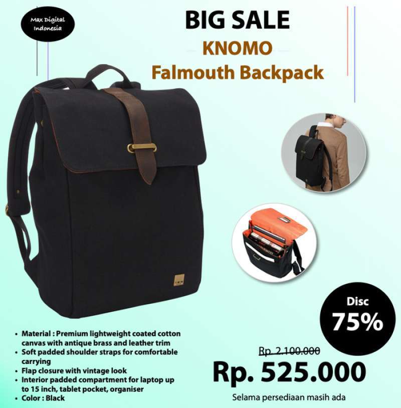 Jual Knomo Falmouth Laptop Backpack Black Tas Laptop di Seller