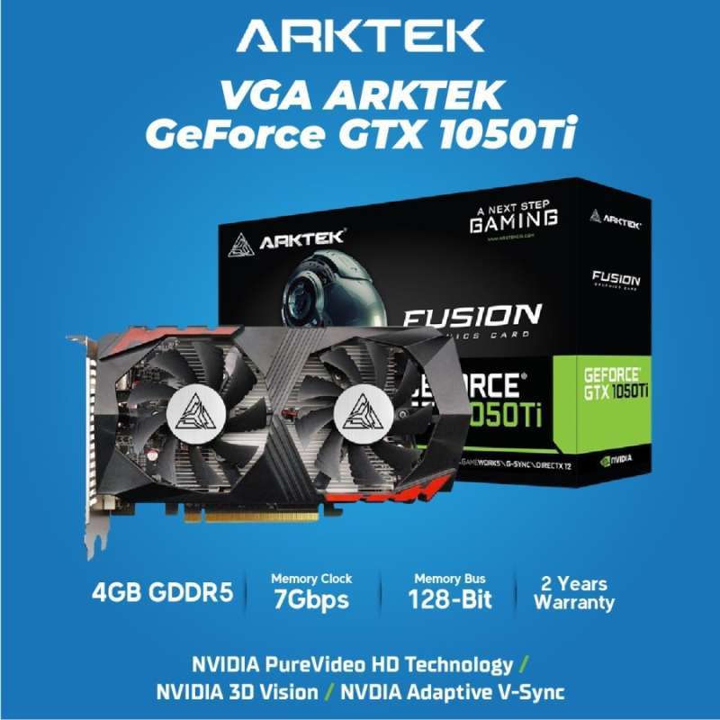 Jual Arktek VGA Card Dual Fan GeForce GTX 1050TI 4GB GDDR5 128Bit